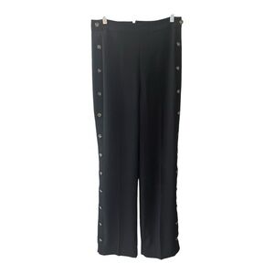 Express Faux Side Button Wide Leg High Rise Black Dress Pants 8 Women